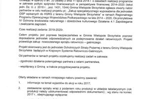 Ogłoszenie o naborze partnerów do realizacji projektu pt.: "Zakup specjalistycznego wyposażenia dla jednostek OSP wpisanych do KSRG z terenu Gminy Wielopole Skrzyńskie" - 201802714_0001.jpg