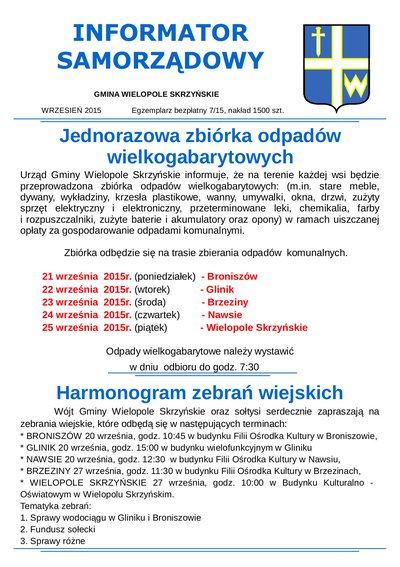 Informator Samorządowy - wrzesień 2015