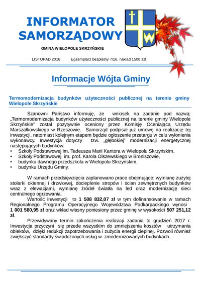Informator Samorządowy - listopad 2016