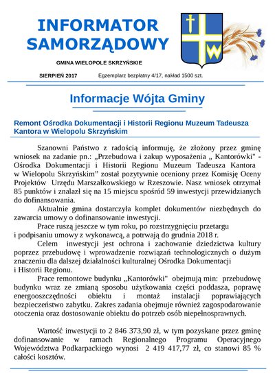 Informator Samorządowy - sierpień 2017