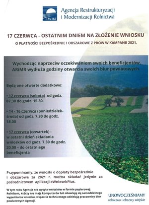 17 czerwca - ostatnim dniem składania wniosków na dopłaty bezpośrednie dla rolników