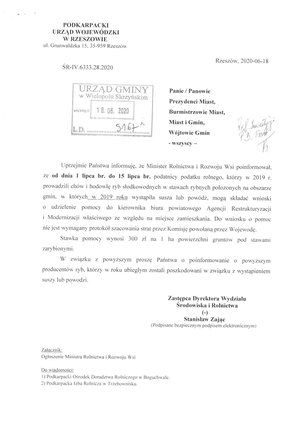 Ogłoszenie Ministra Rolnictwa i Rozwoju Wsi