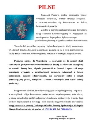 Pierwszy przypadek  zarażenia koronawirusem w powiecie Ropczycko - Sędziszowskim