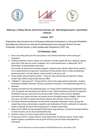 Komunikat w sprawie bezpiecznego korzystania z urządzeń emitujących pola elektromagnetyczne