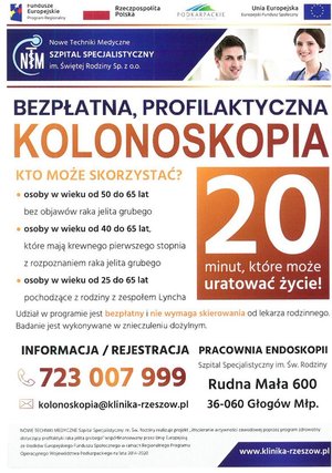 Bezpłatna, profilaktyczna  KOLONOSKOPIA