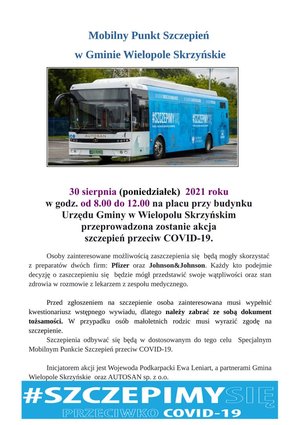 Mobilny Punkt Szczepień w Gminie Wielopole Skrzyńskie
