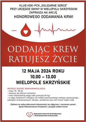 Akcja Honorowego Oddawania Krwi - 12 maja 2024 r.
