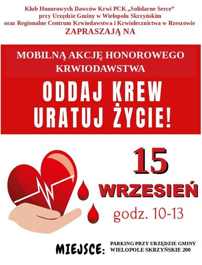 Akcja Honorowego Oddawania Krwi w Wielopolu Skrzyńskim - 15 września 2024 r.
