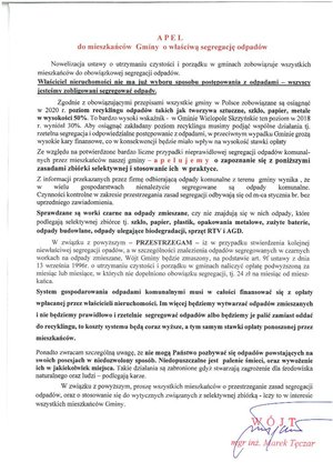 Apel do mieszkańców gminy o właściwą segregację odpadów