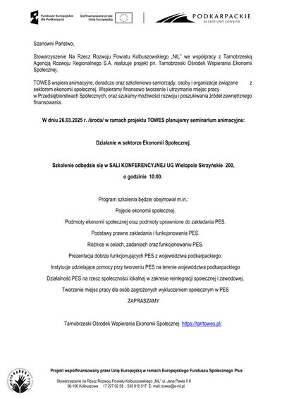 Działanie w sektorze Ekonomii Społecznej