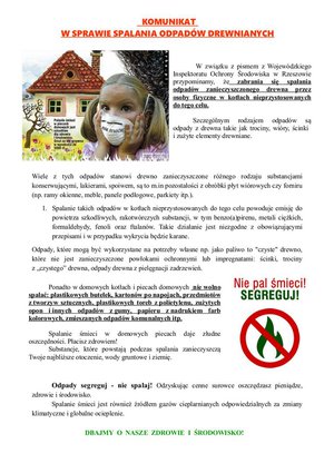 Komunikat w sprawie spalania odpadów drewnianych