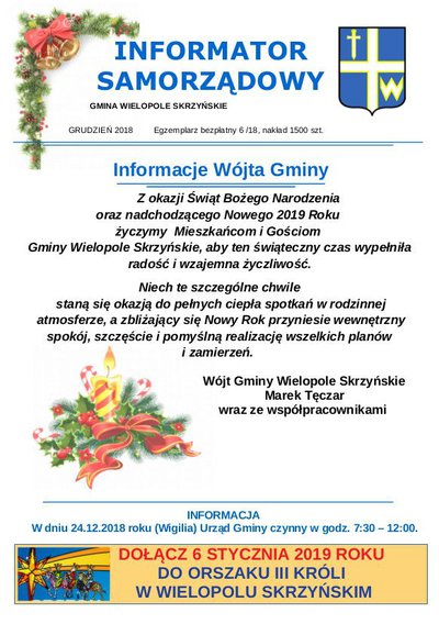 INFORMATOR sAMORZĄDOWY- GRUDZIEŃ 2018