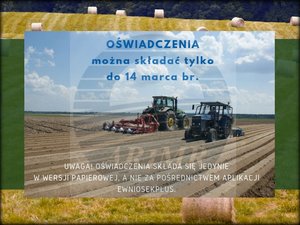 Składanie oświadczeń potwierdzających brak zmian  w  2019 roku w odniesieniu do wniosku o przyznanie płatności bezpośrednich  złożonego  w 2018 roku