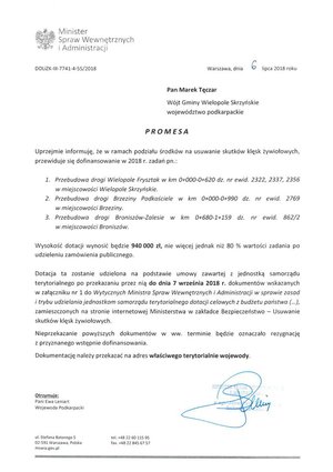 Promesa na przebudowę dróg gminnych