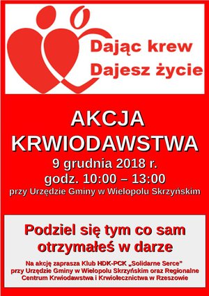 Akcja Honorowego Krwiodawstwa - 9 grudnia 2018 rok