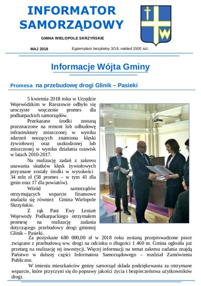INFORMATOR SAMORZĄDOWY - MAJ 2018