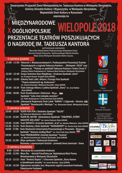 I Międzynarodowe, X Ogólnopolskie Prezentacje Teatrów Poszukujących o nagrodę im. Tadeusza Kantora - Program wydarzeń