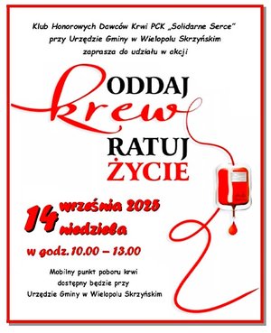 Akcja honorowego oddawania krwi - 14 września 2025 r.