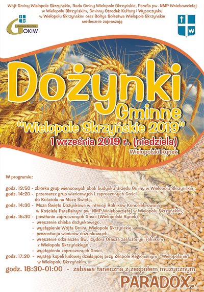 Zaproszenie na Dożynki Gminne 2019