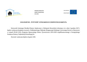 Żywność z Podkarpackiego Oddziału Okręgowego Polskiego Czerwonego Krzyża