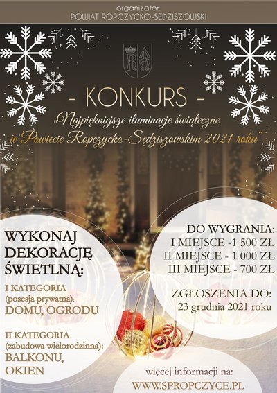 Konkurs "Najpiękniejsze iluminacje świąteczne w Powiecie Ropczycko - Sędziszowskim 2021 roku"