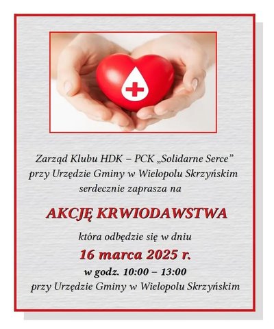 Akcja honorowego oddawania krwi w Wielopolu Skrzyńskim -16 marca 2025 r.