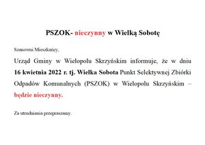 PSZOK - nieczynny w Wielką Sobotę