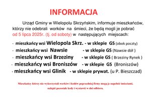 Informacja dla mieszkańców którzy nie pobrali worków na śmieci