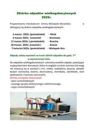 Zbiórka odpadów wielkogabarytowych 2025r.