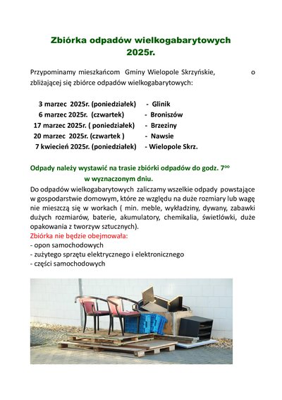 Zbiórka odpadów wielkogabarytowych 2025r.