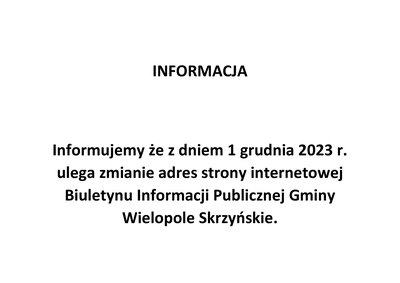 Informacja o nowym adresie strony internetowej BIP