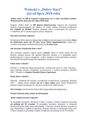 Program „Dobry Start”