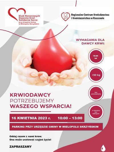AKCJA HONOROWEGO ODDAWANIA KRWI - 16 KWIERNIA 2023 R.