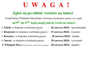 Ogłoszenie o wydawaniu worków 2023 r.