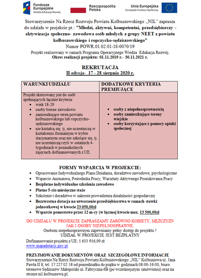 Projekt Młodzi, aktywni, kompetentni, przedsiębiorczy - aktywizacja społeczno- zawodowa osób młodych