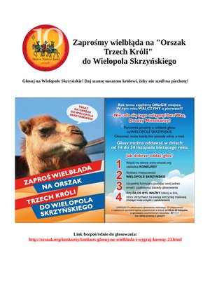 Zaprośmy wielbłąda na "Orszak Trzech Króli" do Wielopola Skrzyńskiego