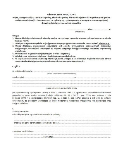 Oświadczenie majątkowe - aktualne wzory dokumentów do pobrania