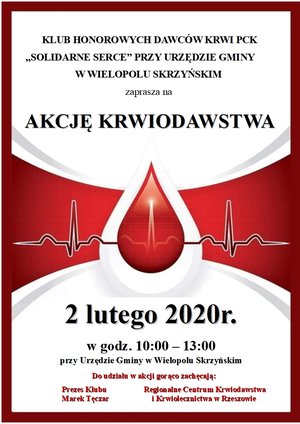 Akcja Honorowego Oddawania Krwi - 2 lutego 2020 r.