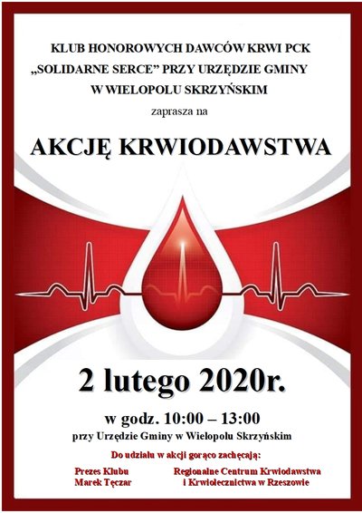 Akcja Honorowego Oddawania Krwi - 2 lutego 2020 r.