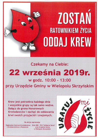 Akcja Honorowego Oddawania Krwi - 22 września 2019 r.