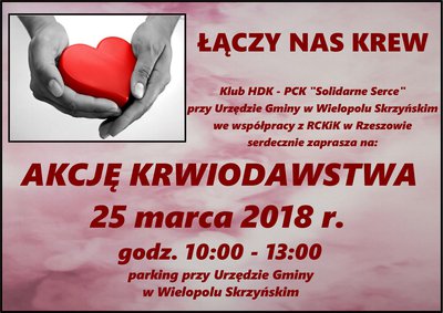 Akcja krwiodawstwa - 25 marca 2018 r.