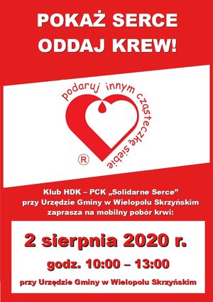 Akcja Honorowego Oddawania Krwi - 2 sierpnia 2020 r.