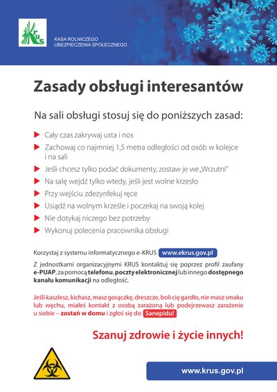 Zasady obsługi interesantów w Kasie Rolniczego Ubezpieczenia Społecznego