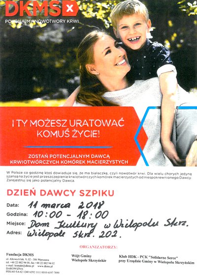 Dzień dawcy szpiku - rejestracja potencjalnych dawców komórek macierzystych
