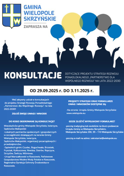 KONSULTACJE SPOŁECZNE - AKTUALIZACJA PROJEKTU STRATEGII ROZWOJU PONADLOKALNEGO „PARTNERSTWO DLA WSPÓLNEGO ROZWOJU” NA LATA 2022-2030