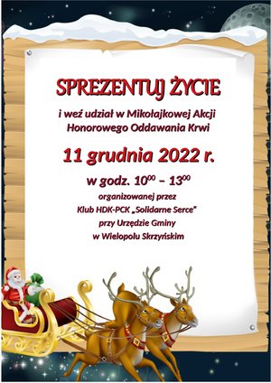 Akcja Honorowego Oddawania Krwi - 11 grudnia 2022 r.