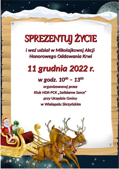 Akcja Honorowego Oddawania Krwi - 11 grudnia 2022 r.