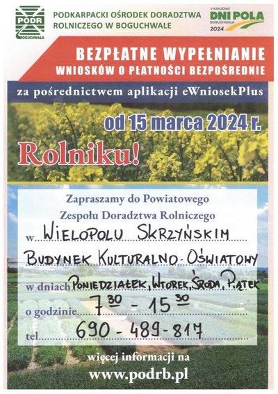 Bezpłatne wypełnianie wniosków o płatności bezpośrednie