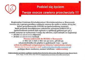 Apel do osób, które przechorowały COVID-19 o oddanie osocza