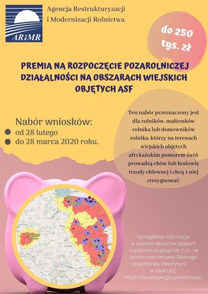 Premia na rozpoczęcie działalności pozarolniczej na terenach wiejskich objętych ASF